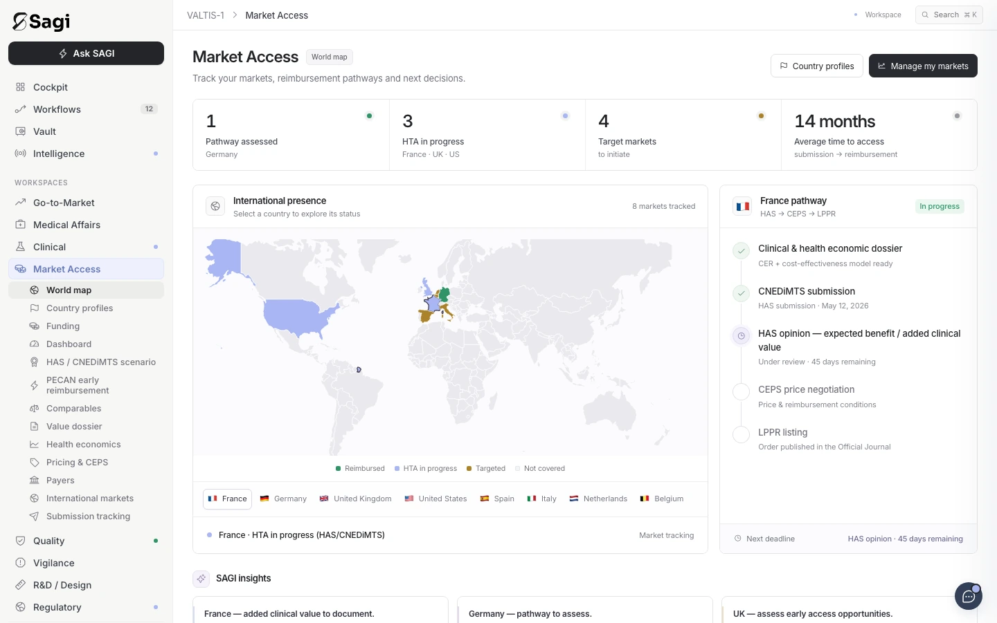 SAGI Market Access workspace: global pathways